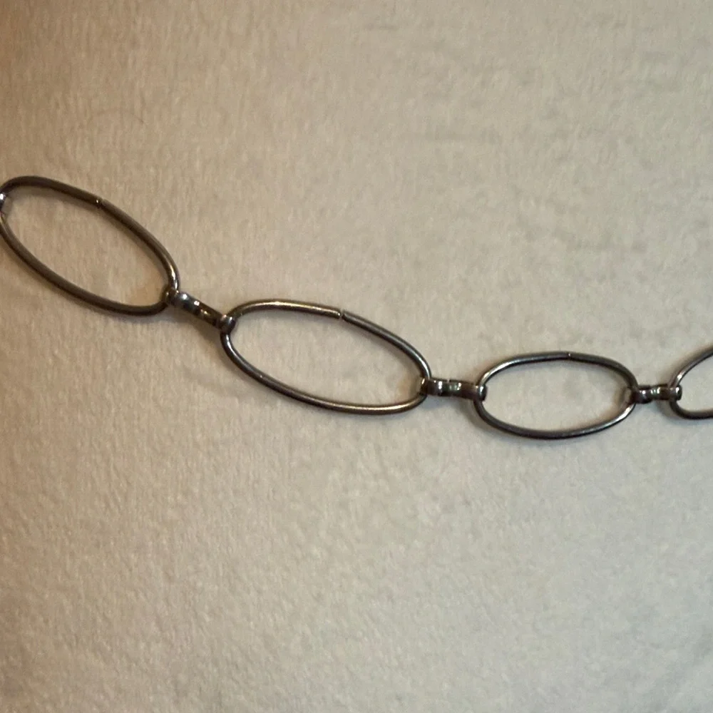 Y2K Silver Oval-Link Chain Waist Belt Approx 42” total length Adjustable